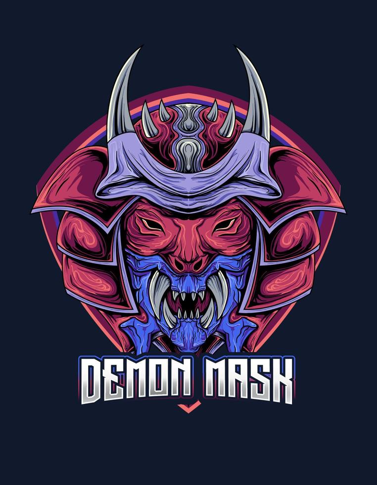 diseño de vector de logotipo de mascota de juego de deporte electrónico de máscara de demonio