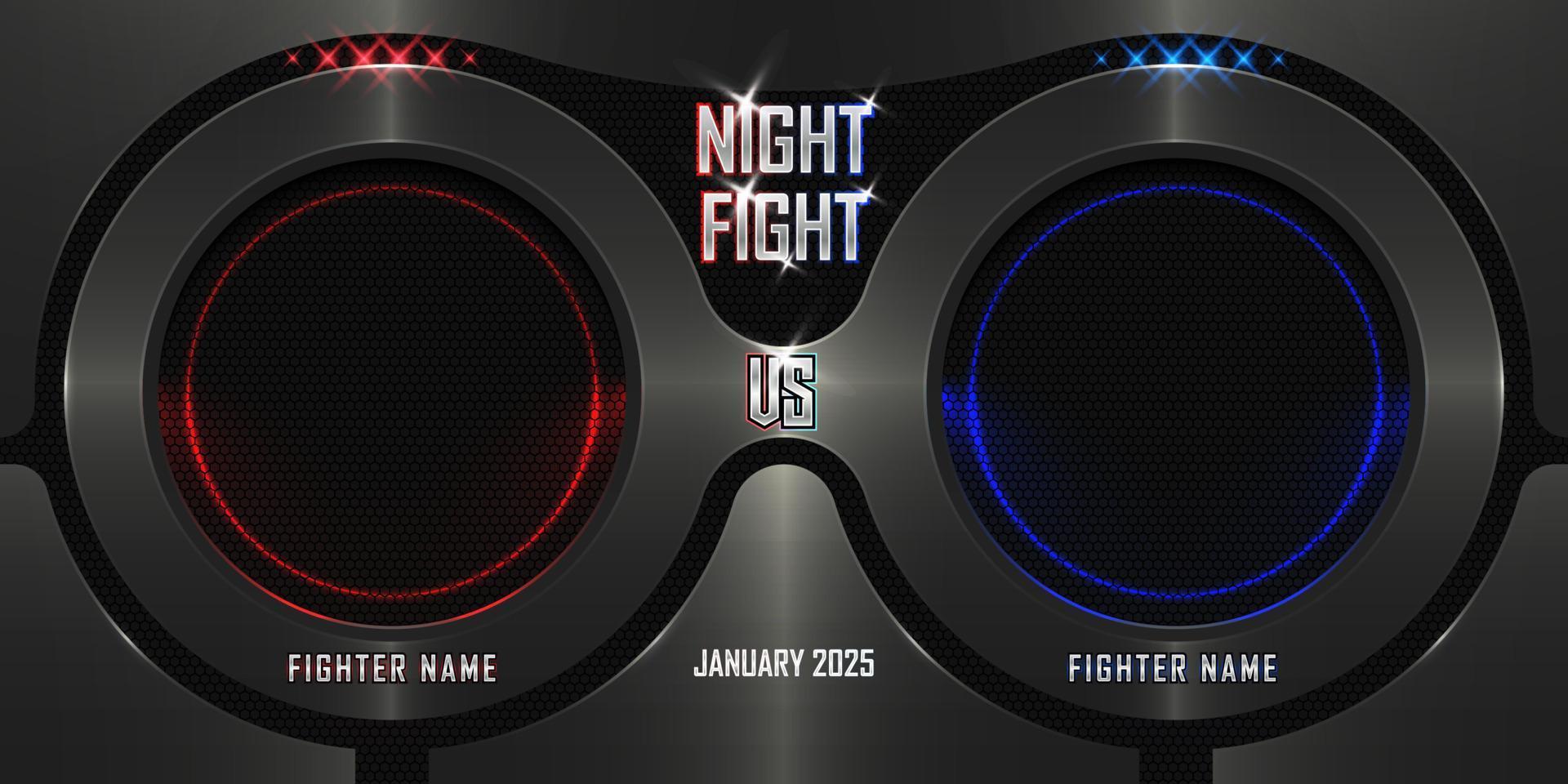 Realistic night fight 3d poster with modern metallic logo vector