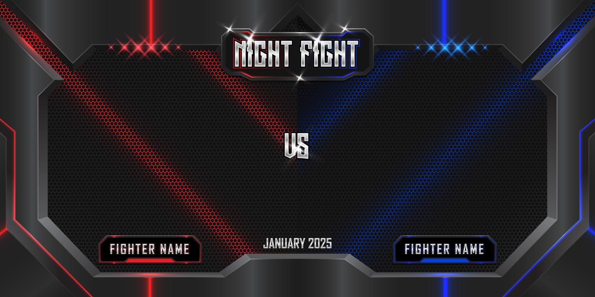 póster 3d de pelea nocturna realista con logotipo metálico moderno vector