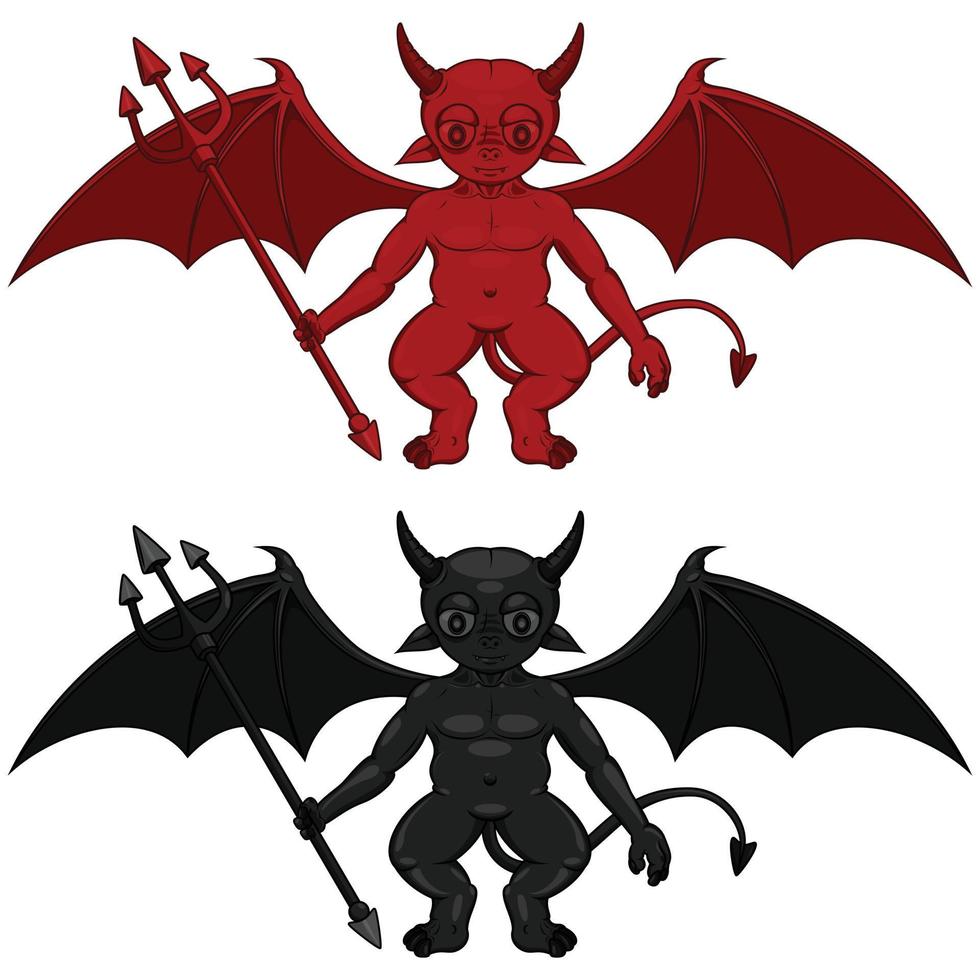 Vector design of little devils with tridents