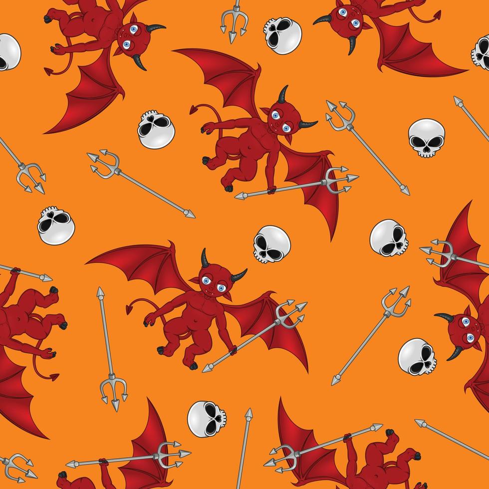 Demon pattern design with skull and trident 10814780 Vector Art at Vecteezy
