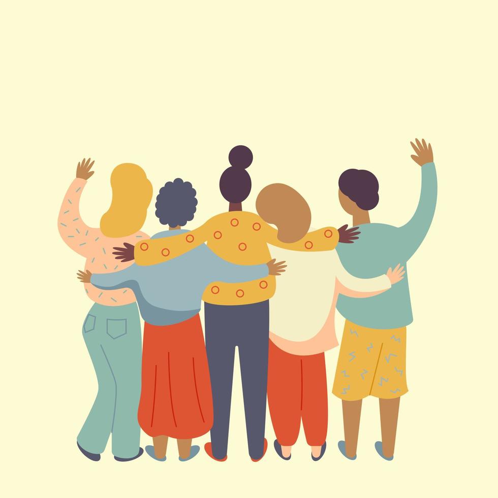 Friends forever friendly group of people hugging Vector Image