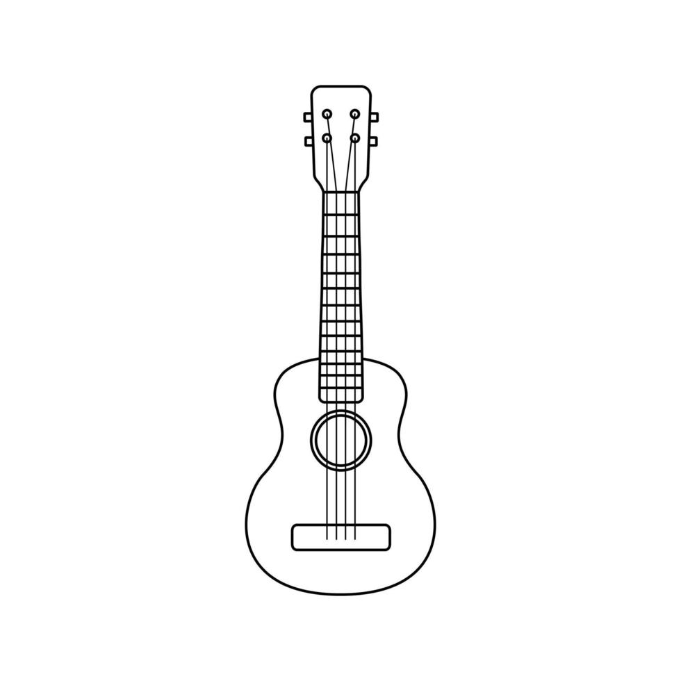 Black outline ukulele isolated on white background vector