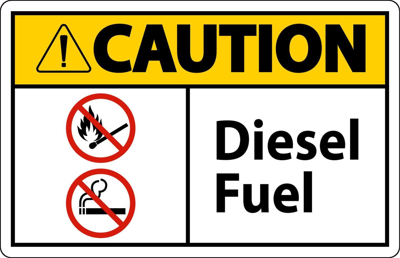 Caution Sign diesel fuel on white background vector