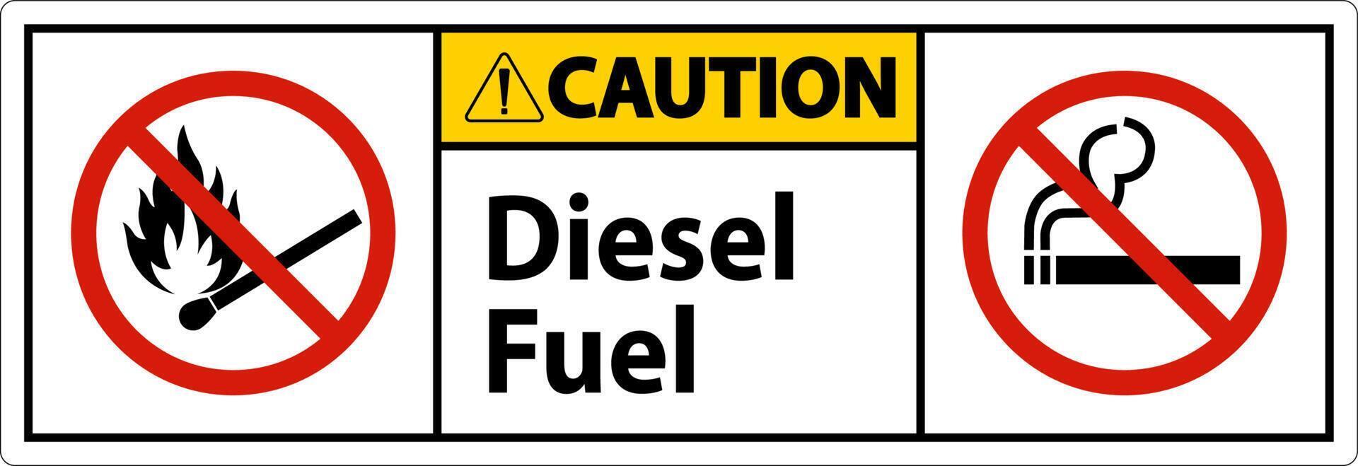 señal de precaución combustible diesel sobre fondo blanco vector