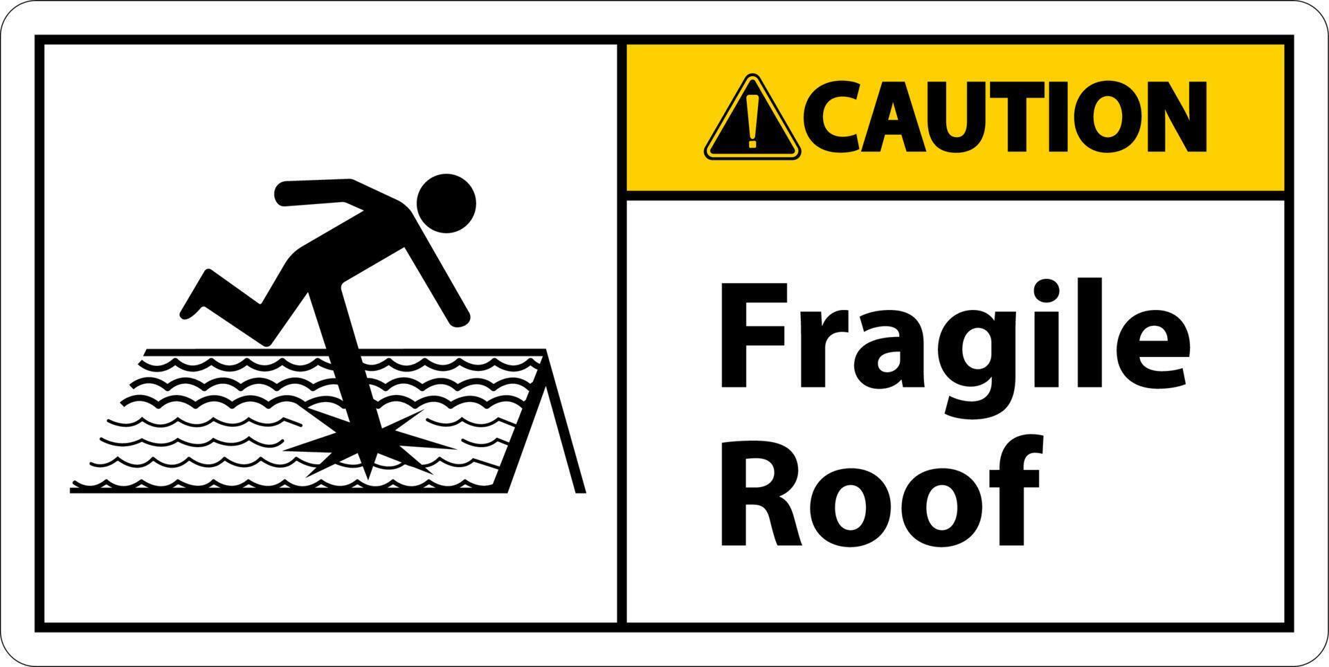 Caution Fragile Roof Sign On White Background vector