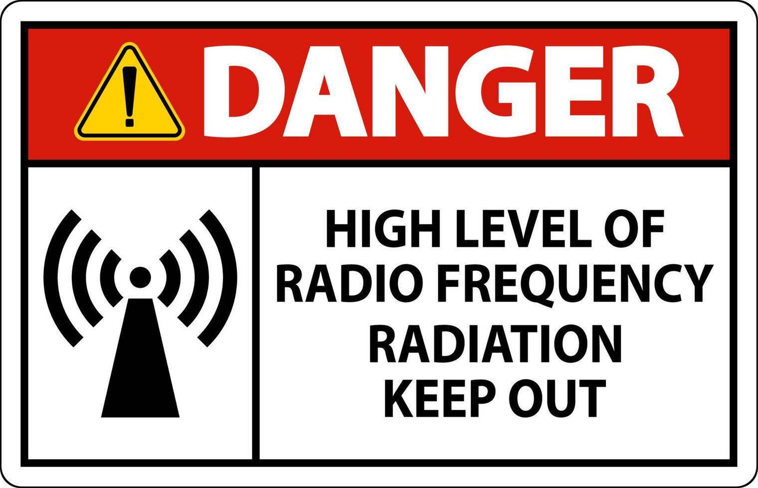 Danger High Level of RF Radiation Sign On White Background vector