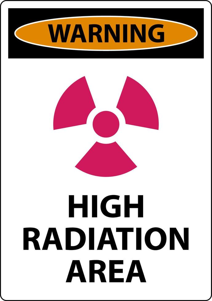 señal de advertencia de área de alta radiación sobre fondo blanco vector
