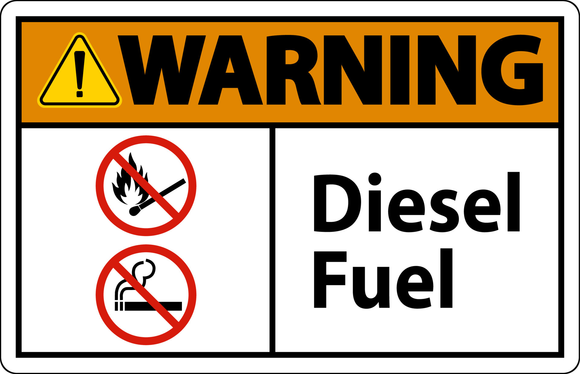 Warning Sign diesel fuel on white background 10814970 Vector Art at