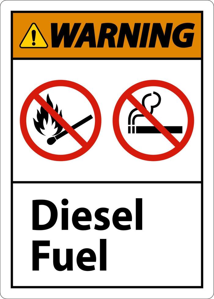 Warning Sign diesel fuel on white background vector