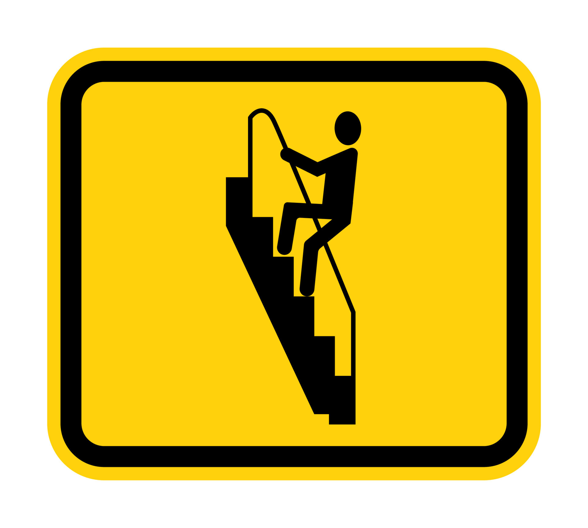 Caution Walk Down Stairs Backwards Sign 10814990 Vector Art at Vecteezy