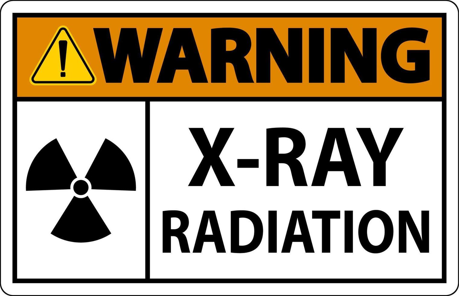 señal de advertencia de radiación de rayos x sobre fondo blanco vector