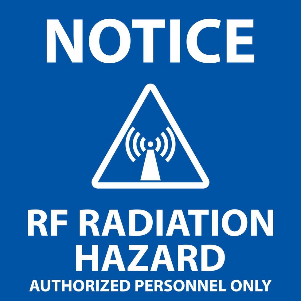 aviso peligro de radiación rf autorizado solo firmar sobre fondo blanco vector