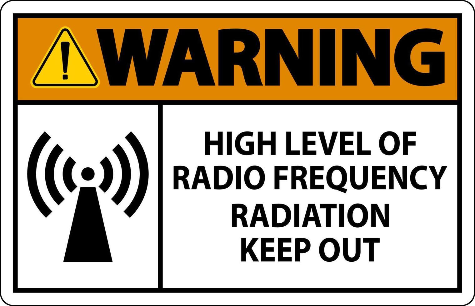 advertencia de alto nivel de señal de radiación rf sobre fondo blanco vector