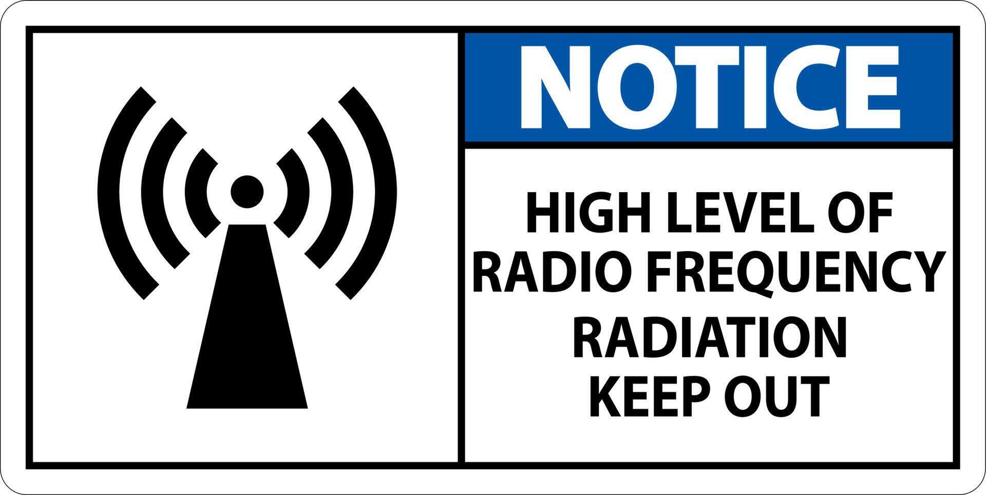 Notice High Level of RF Radiation Sign On White Background vector