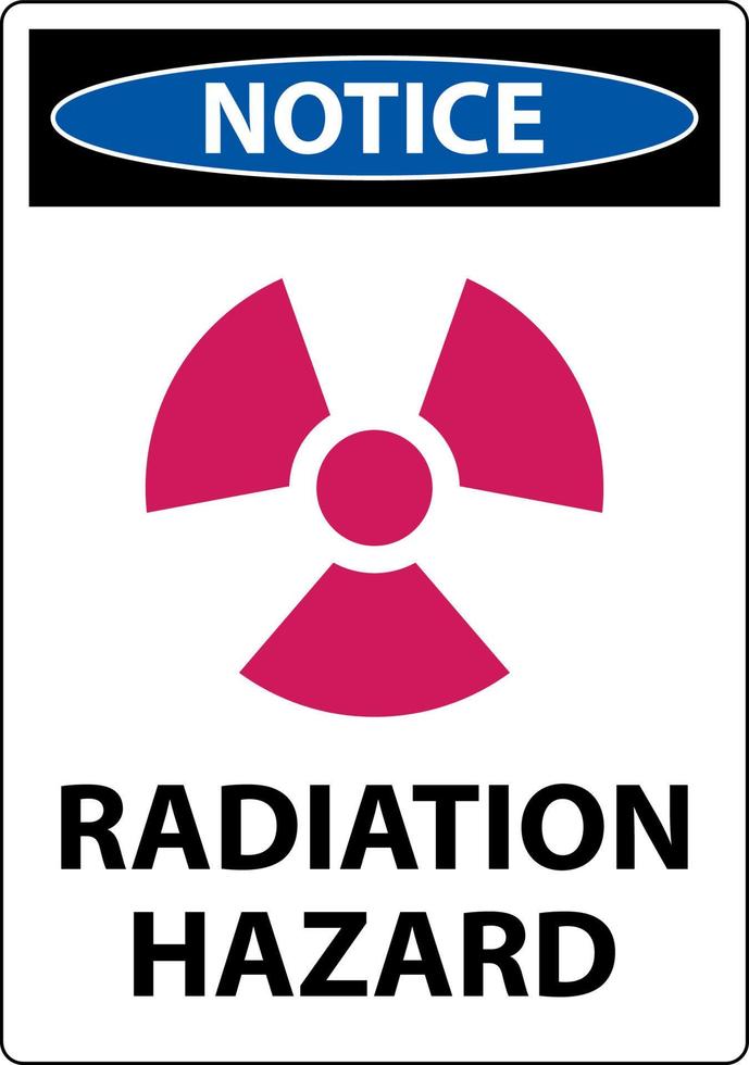 aviso señal de peligro de radiación sobre fondo blanco vector