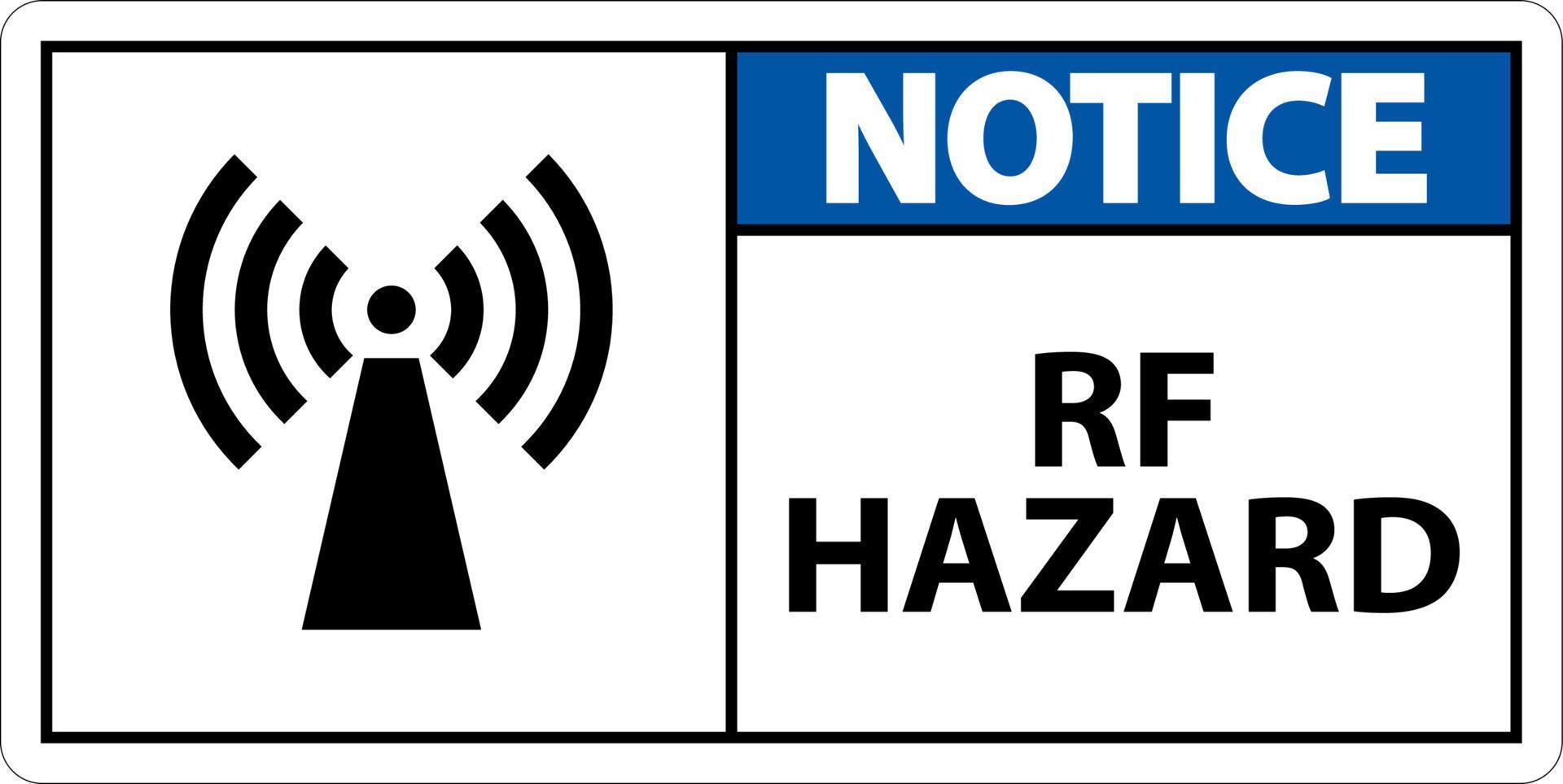 Notice RF Hazard Sign On White Background vector