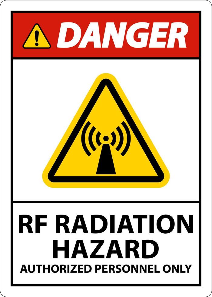 peligro peligro de radiación rf autorizado solo firmar sobre fondo blanco vector