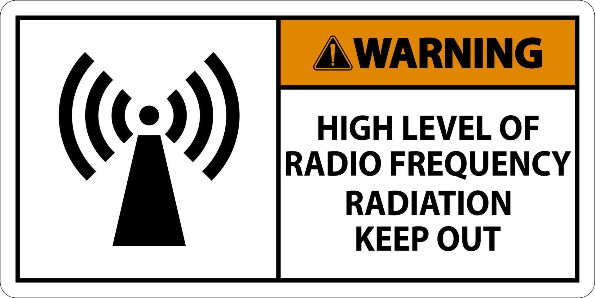 Warning High Level of RF Radiation Sign On White Background vector