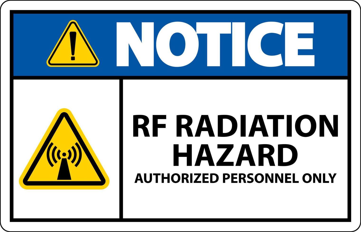 aviso peligro de radiación rf autorizado solo firmar sobre fondo blanco vector