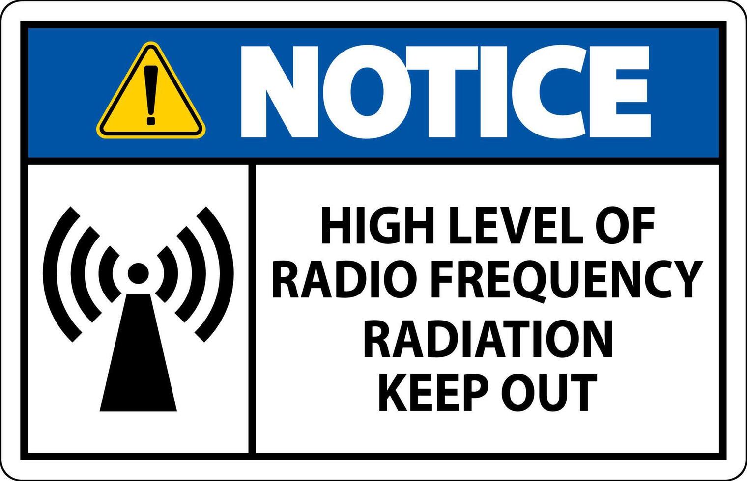 Notice High Level of RF Radiation Sign On White Background vector