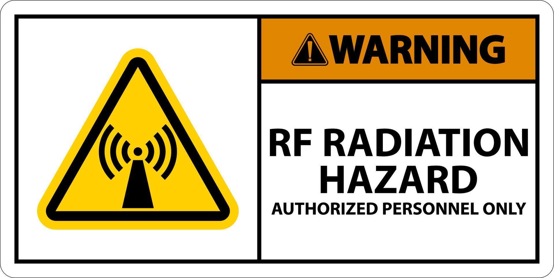 advertencia de peligro de radiación rf autorizado solo signo sobre fondo blanco vector