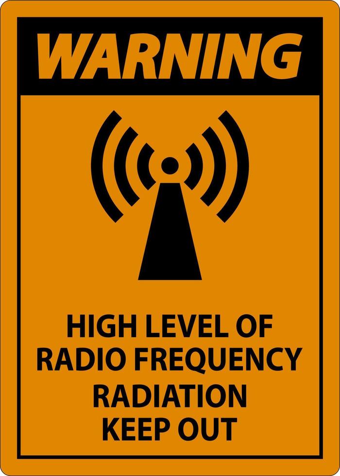Warning High Level of RF Radiation Sign On White Background vector