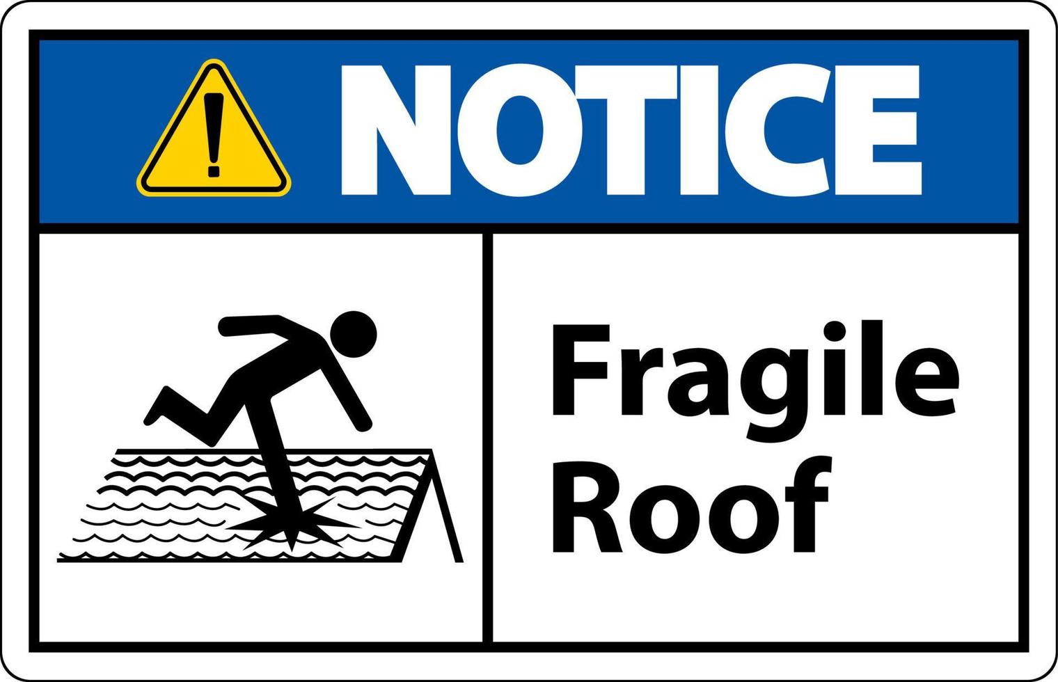 Observe el signo de techo frágil sobre fondo blanco. vector