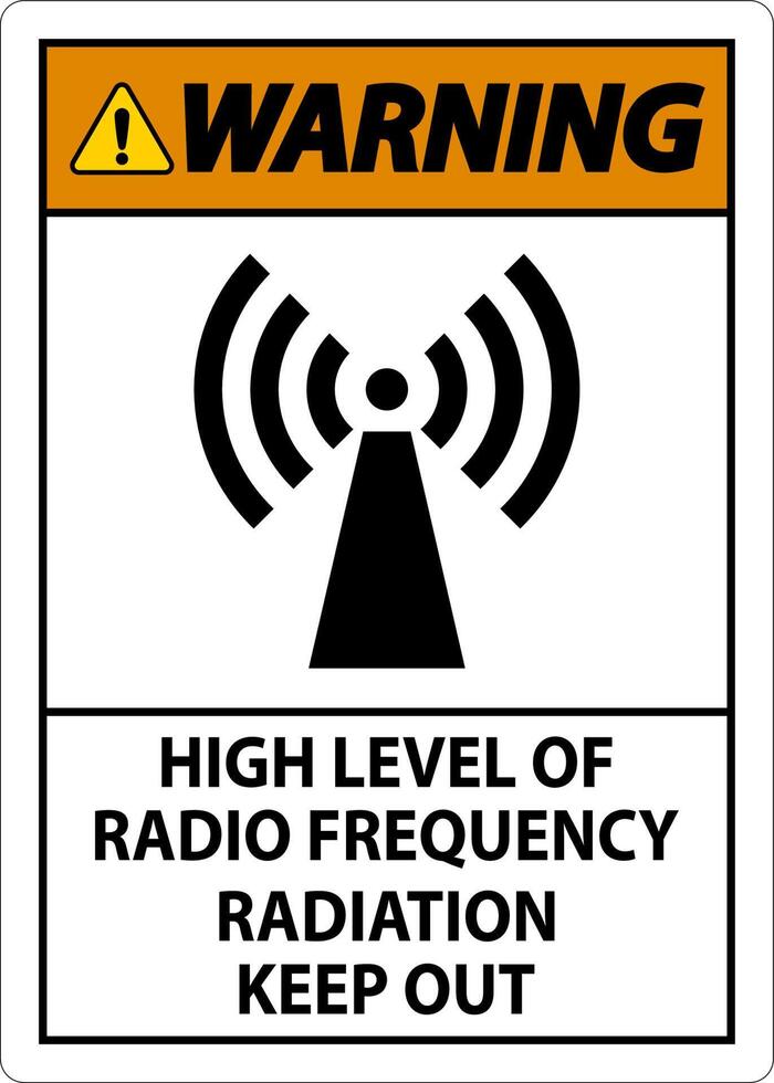 advertencia de alto nivel de señal de radiación rf sobre fondo blanco vector