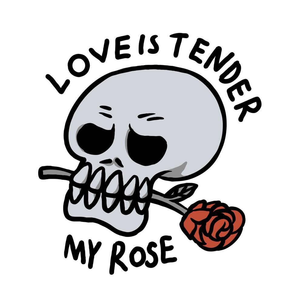 Love is tender skull of summer for apparel, shirt illustration vector