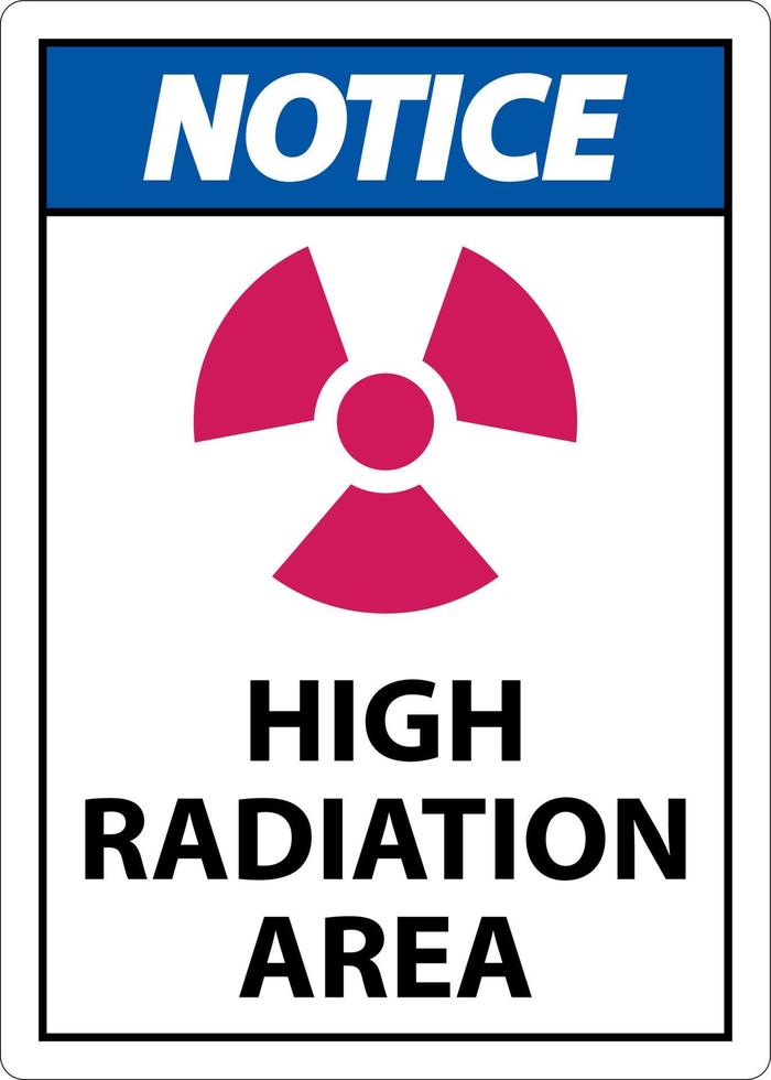 Notice High Radiation Area Sign on white background vector