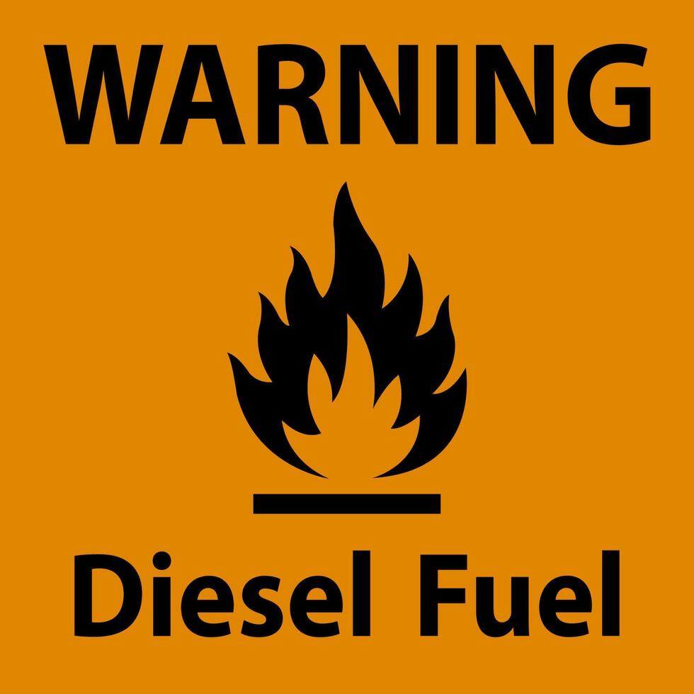 Warning Diesel Fuel Sign On White Background vector