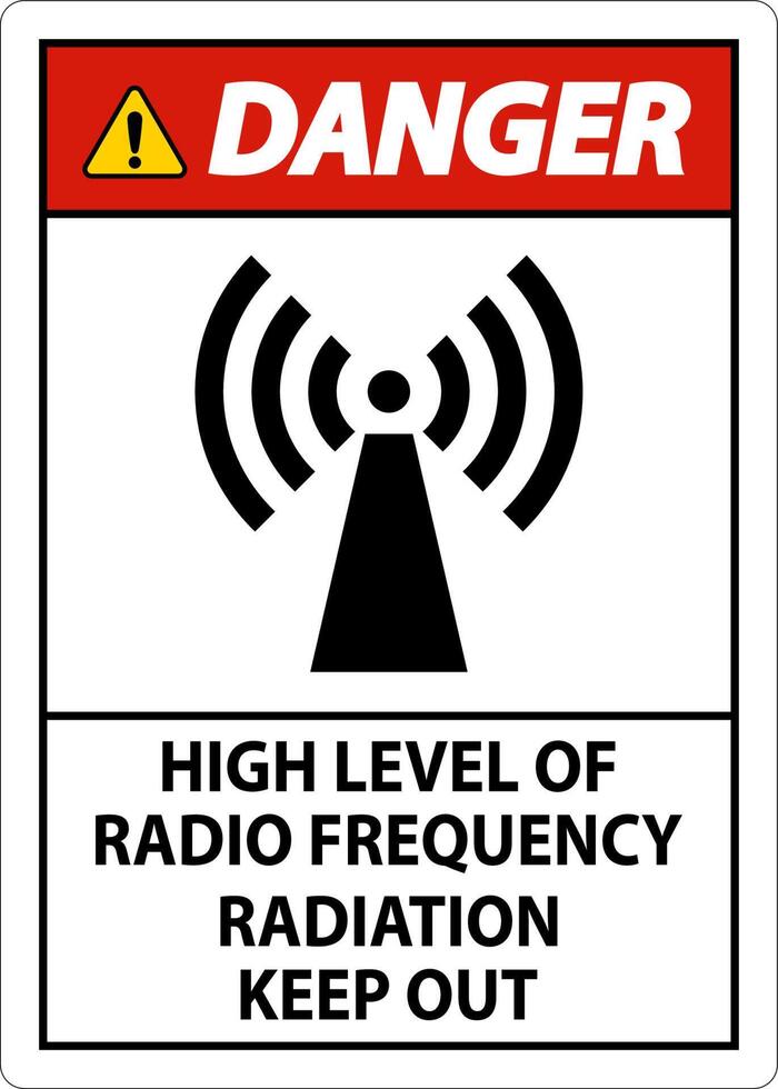 Danger High Level of RF Radiation Sign On White Background vector