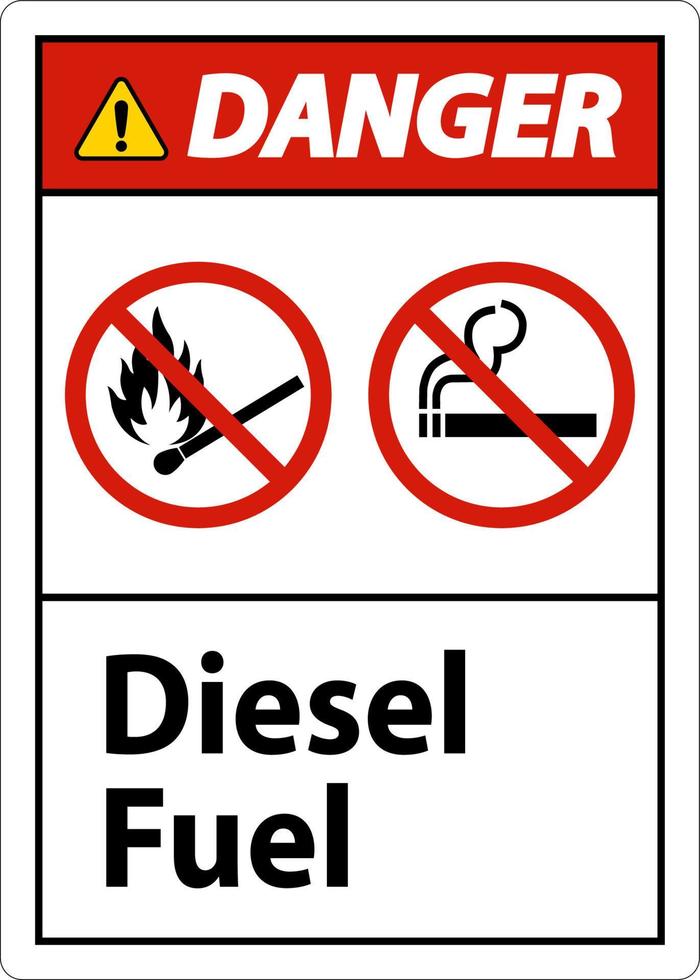 señal de peligro combustible diesel sobre fondo blanco vector