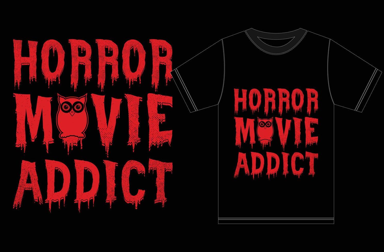 adicto al cine de terror. camiseta de halloween divertida camiseta de fiesta de halloween vector