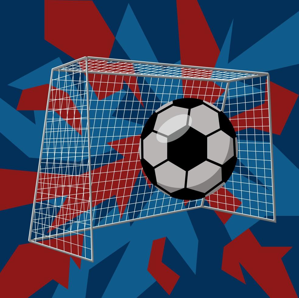 football. The soccer ball flies into the goal. goal. victory. cartoon vector illustration.