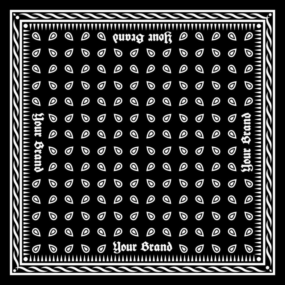 Simply Bandana decorated with white geometric ornament lines that can be applied to fabrics of various colors vector