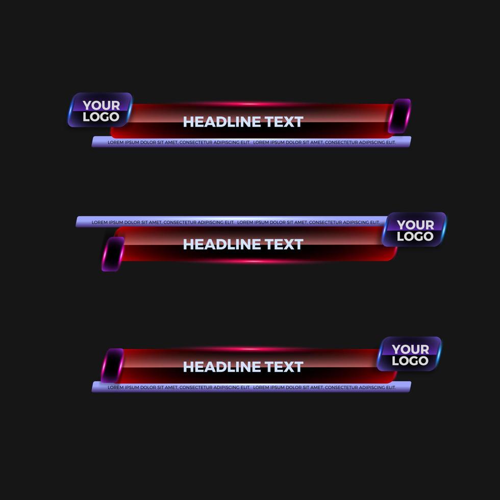 abstract modern geometric lower third banner template design for broadcasting, live, streaming, video template. Vector Illustration