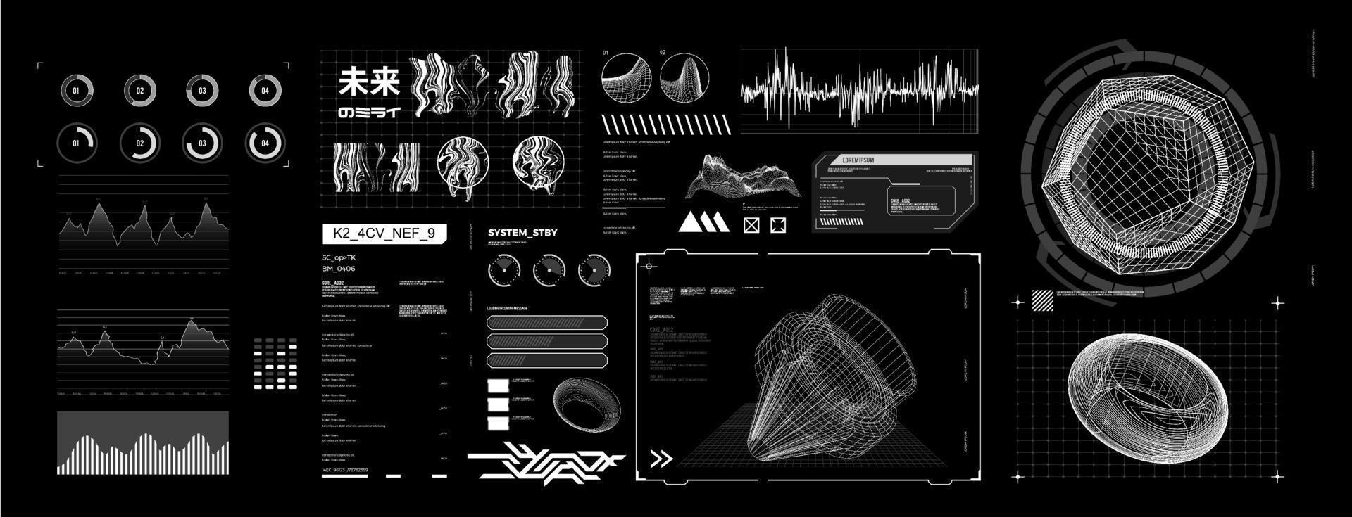 estilo holográfico retro futurista de los años 80-90. concepto ciberpunk. elementos de diseño de formas, ambiente retro, vector