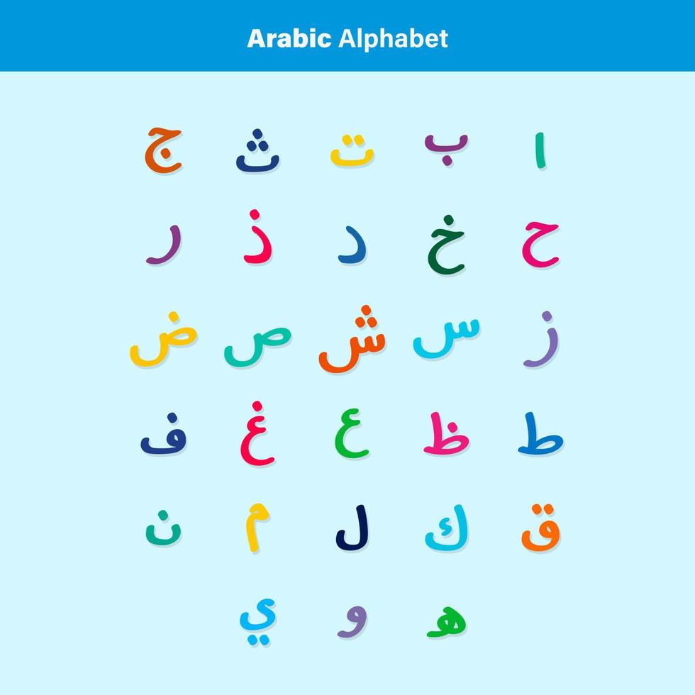 arabic aplhabet kids learning islamic colorful vector