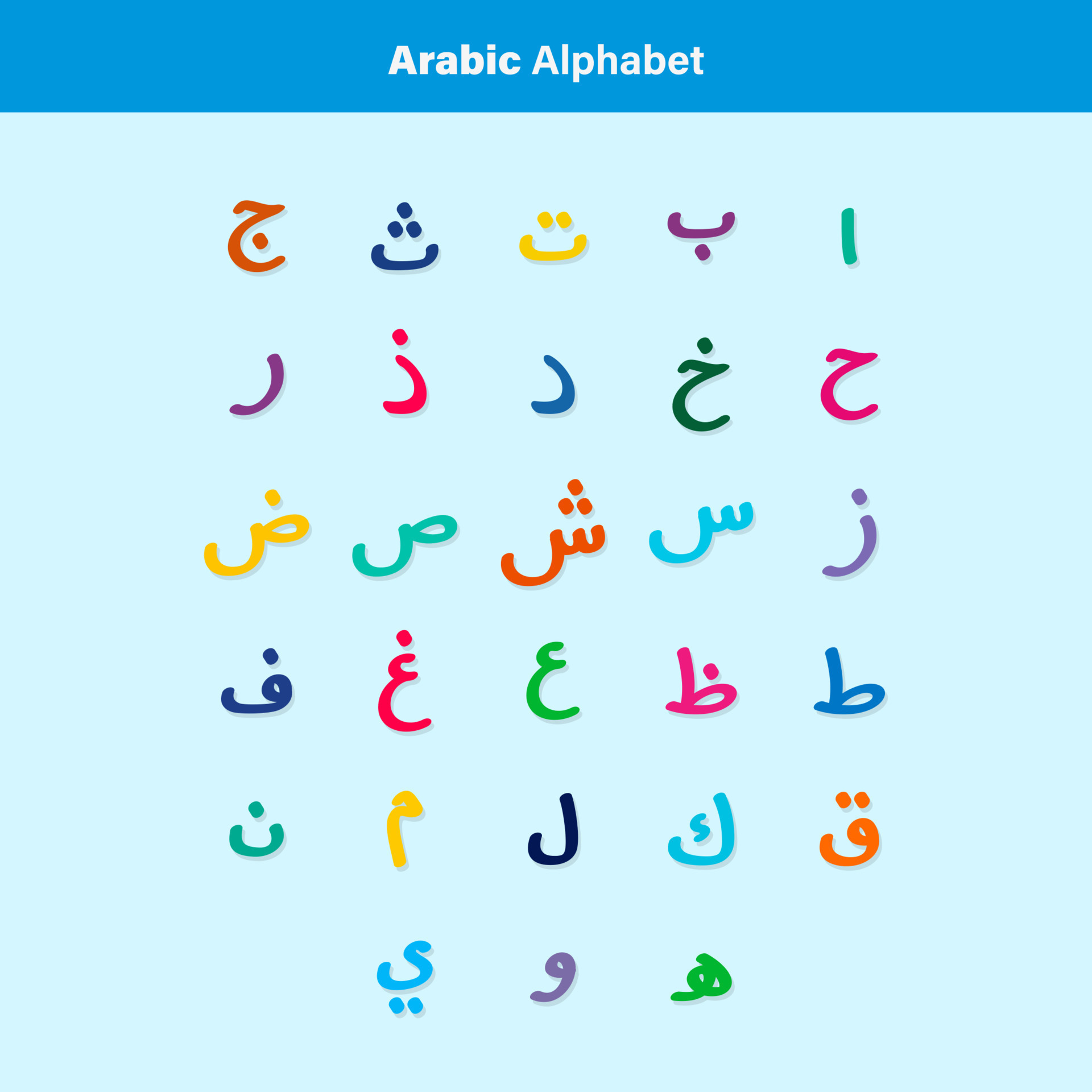 arabic aplhabet kids learning islamic colorful 10815644 Vector Art at