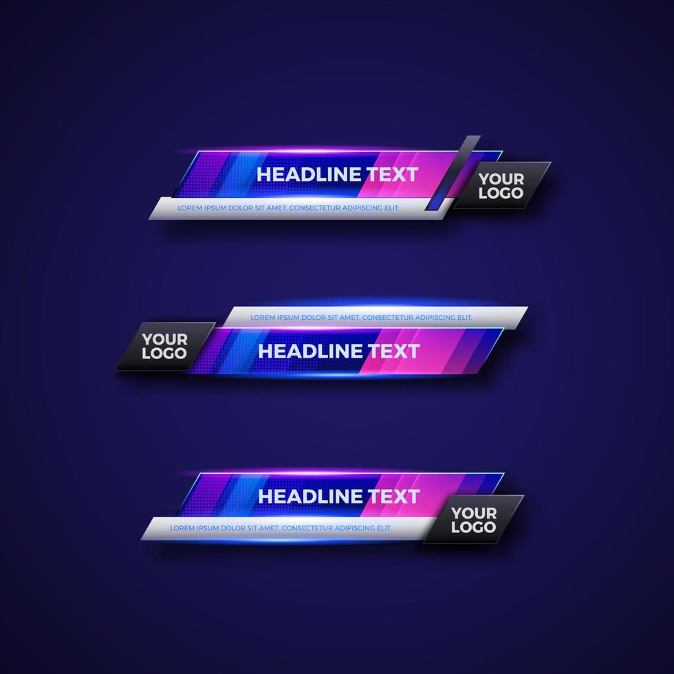 abstract modern geometric lower third banner template design for broadcasting, live, streaming, video template. Vector Illustration