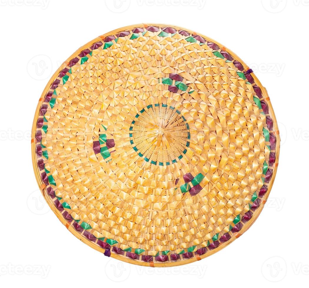 top view of Asian conical straw hat isolated photo