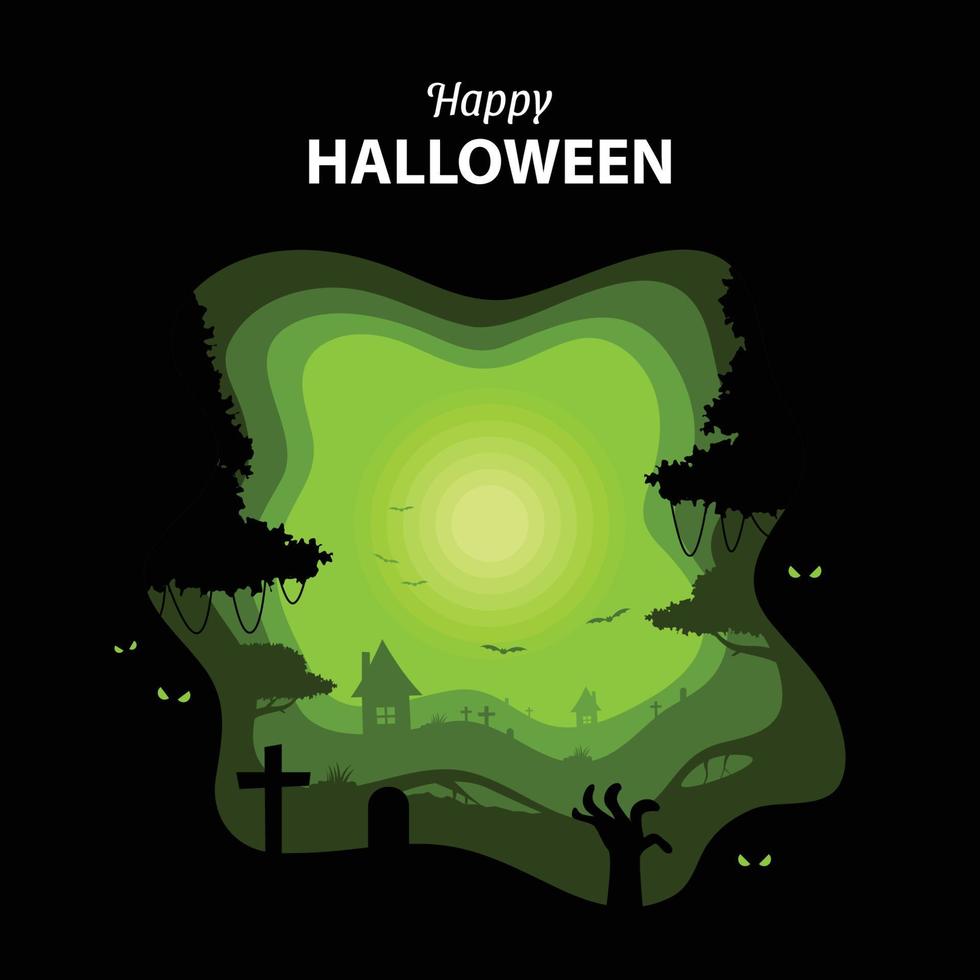 Halloween background paper cut style vector