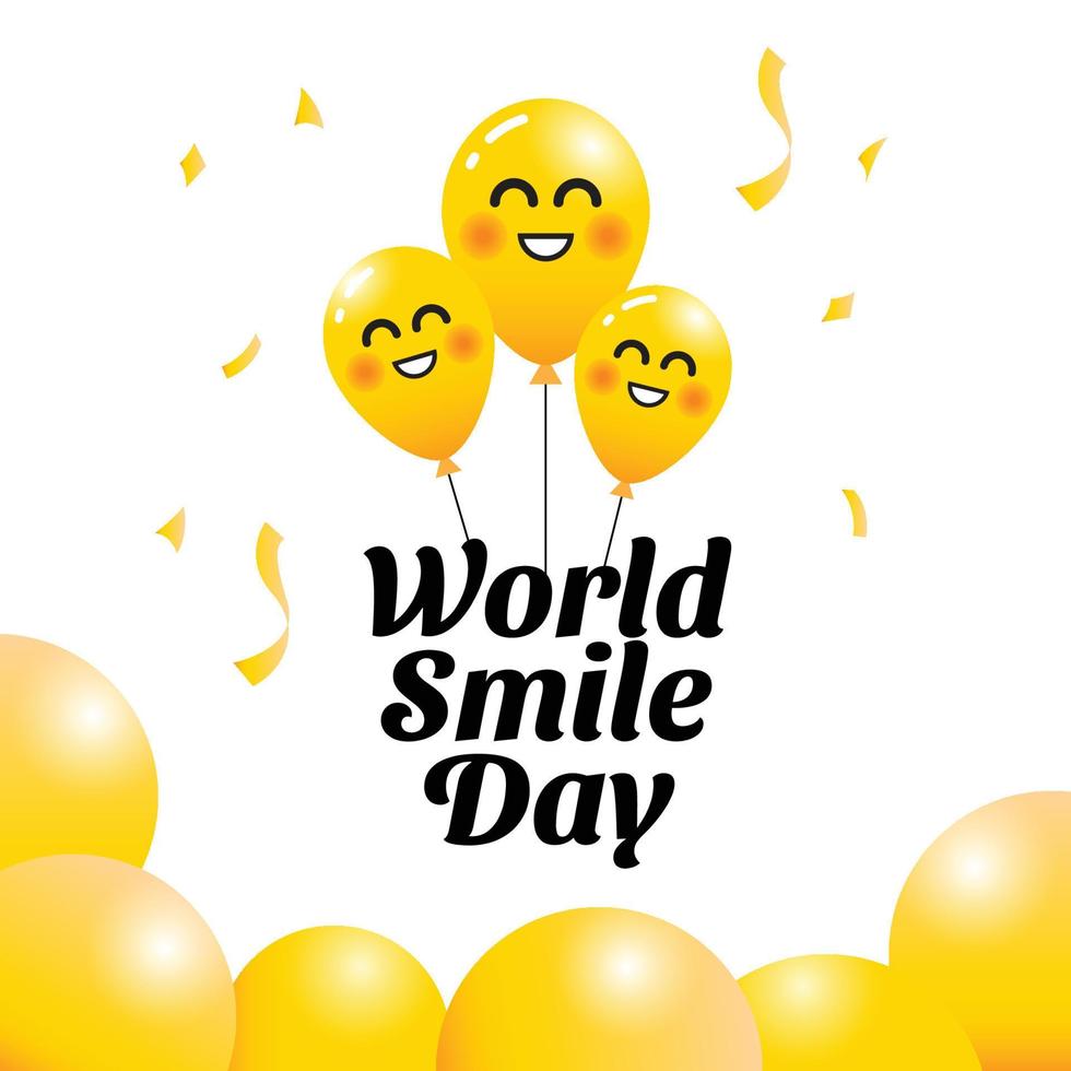 World smile day banner with cheerful face ballons vector