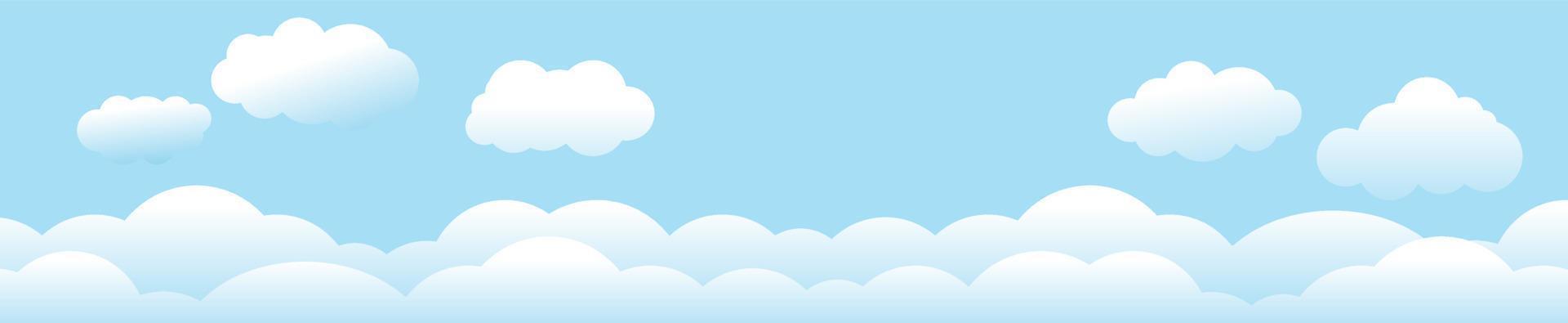 nubes y cielo, fondo de naturaleza meteorológica, banner horizontal, ilustración vectorial. vector