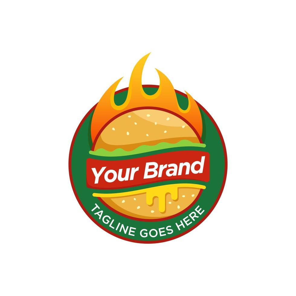 logotipo de hamburguesa caliente, plantilla de logotipo vectorial vector