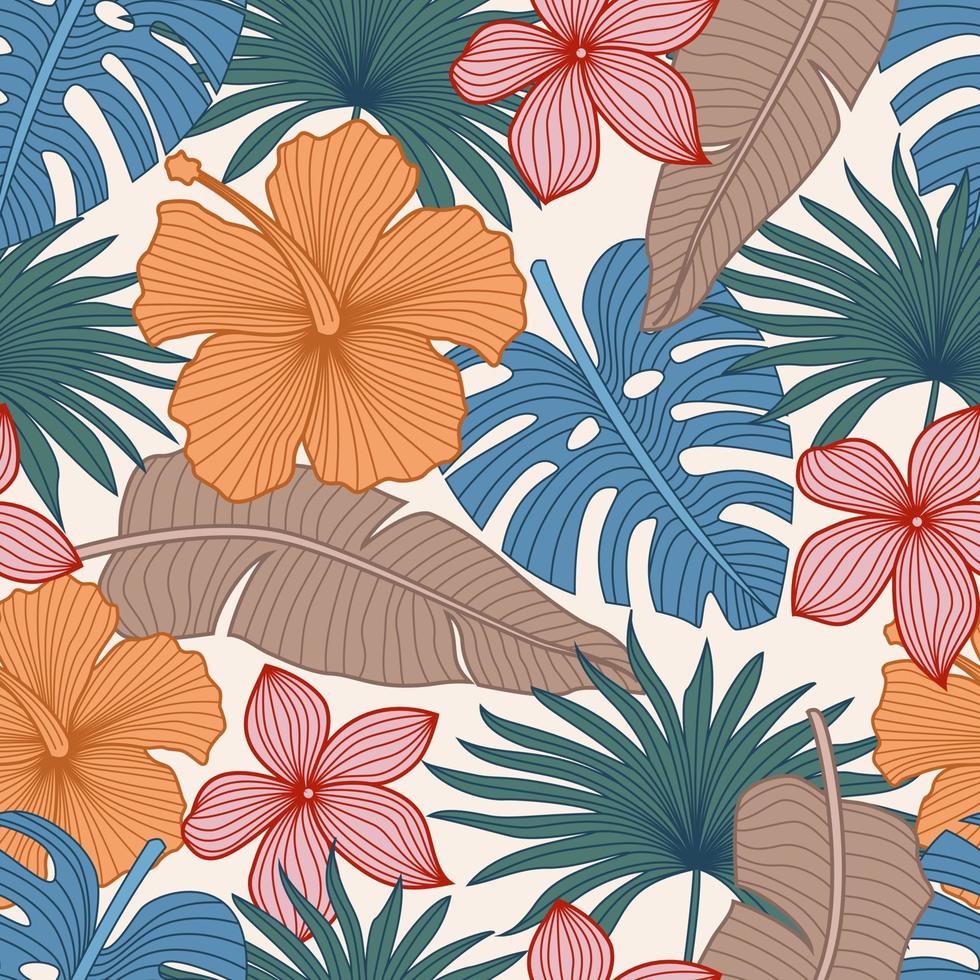 Floral seamless pattern with leaves. tropical background vector