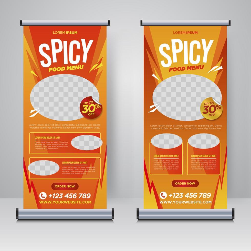Food and Restaurant roll up banner design template vector