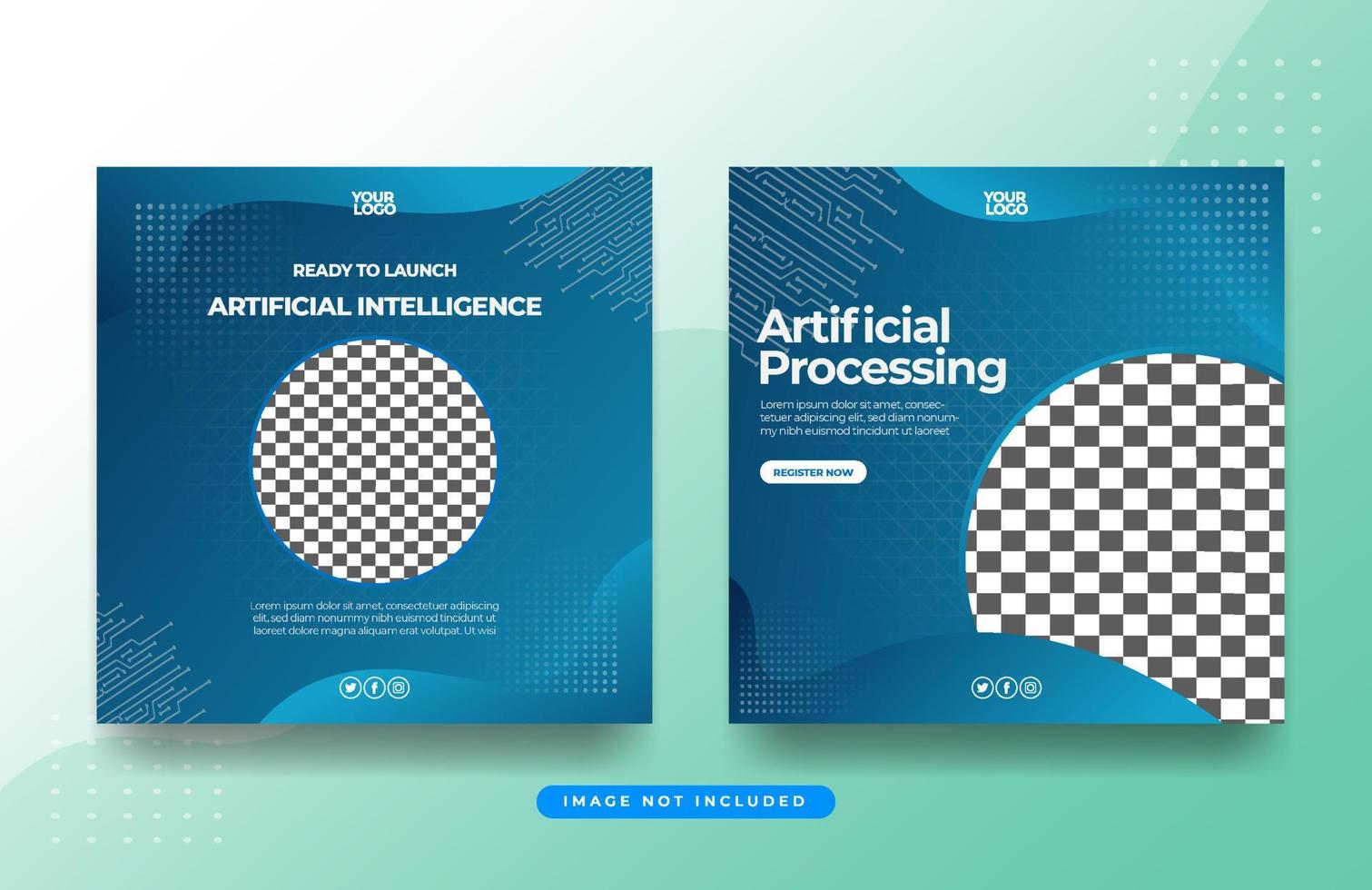 Set of Post collection for Artificial Intelligence Campaign Background Template vector